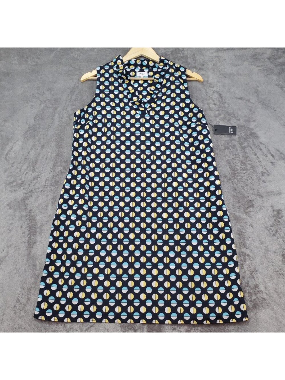 Crown & Ivy NWT Dress Size S Blue Sleeveless Dot Print Retro Summer Resort $99
